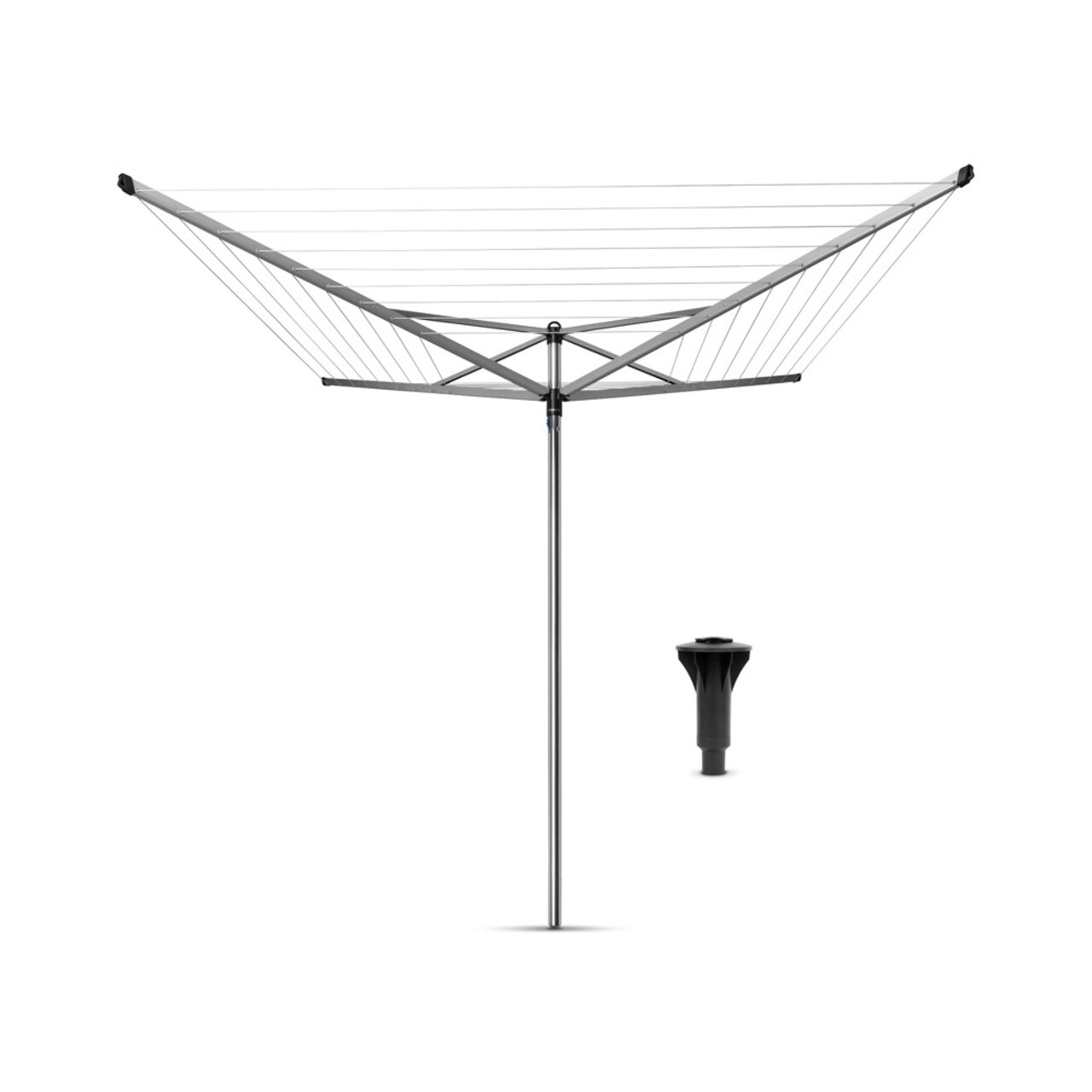 Uscator de rufe rotativ cu 4 brate + suport fixare pamant, Brabantia, TopSpinner, 40 m capacitate de uscare, otel, gri metalizat - imagine 5